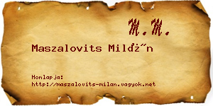 Maszalovits Milán névjegykártya